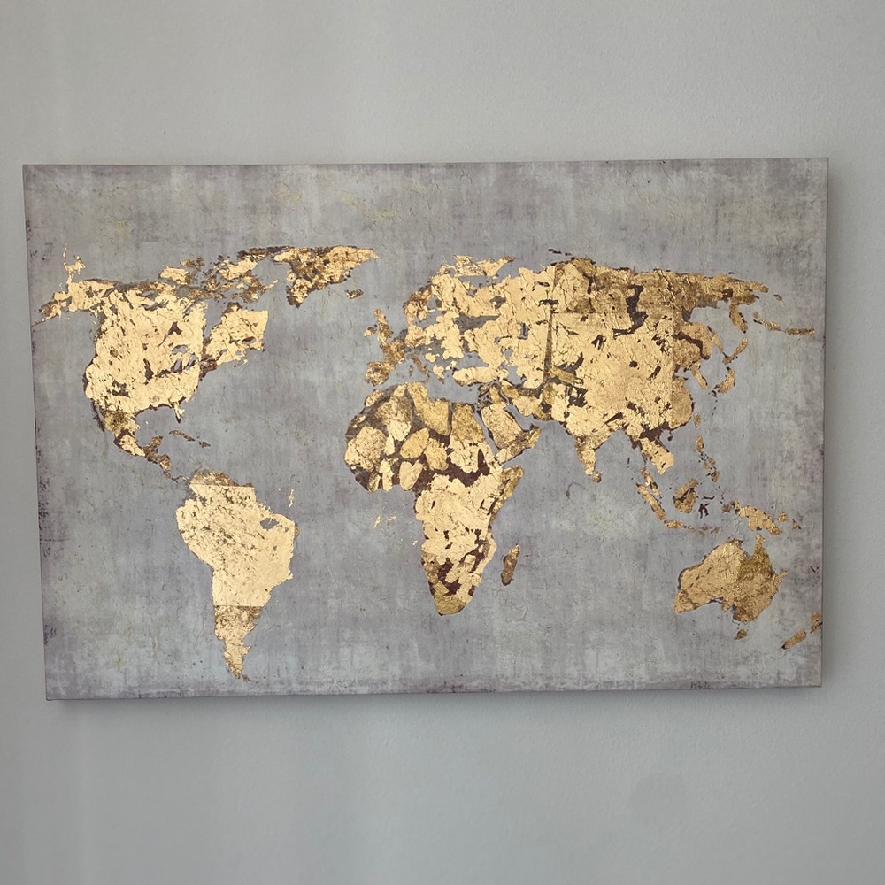 Vintage Gold Foil World Map Large